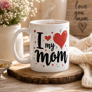 Taza De Café Amo a mi mamá corazón dulce niños