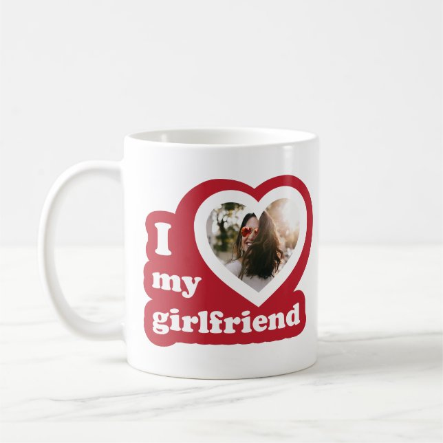 Taza De Café Amo a mi novia Personalizado Retro Valentines Foto (Izquierda)