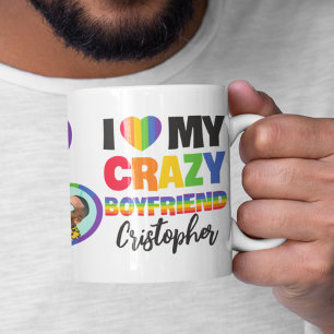 Taza De Café Amo a mi novio loco 2 foto lgbtq+ arcoiris