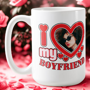 Taza De Café Amo a mi novio Mug Personalizado de corazón rojo f