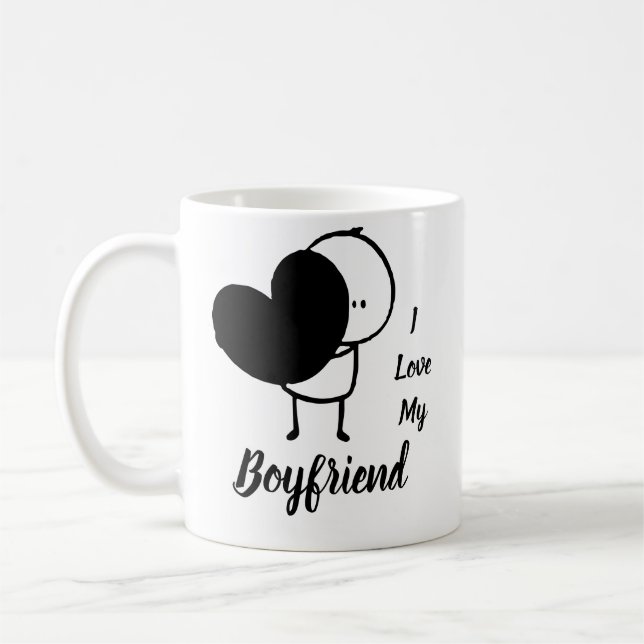 Taza De Café Amo a mi NOVIO - Personalizado personalizado moder (Izquierda)