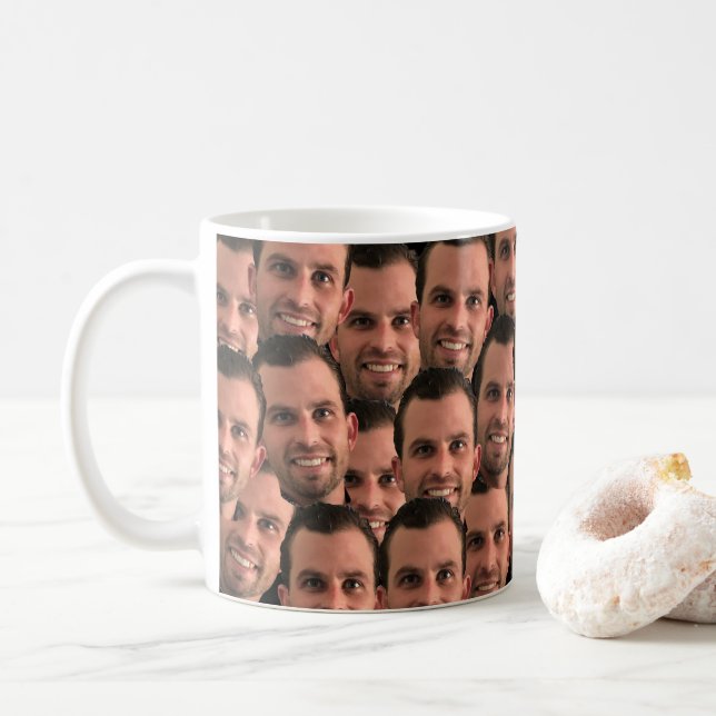 Taza De Café Amo a mi novio regalo de fotos graciosas de cara (Con donut)
