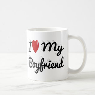 Taza De Café Amo a mi novio un lindo texto negro