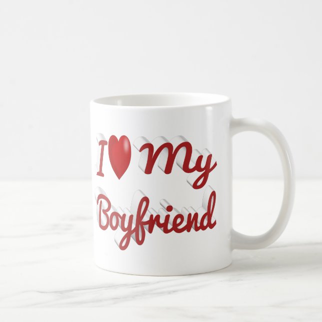 Taza De Café Amo a mi novio un lindo texto rojo (Derecha)