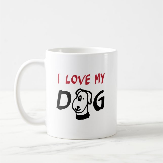 Taza De Café Amo a mi perro con ilustracion de perro (Izquierda)