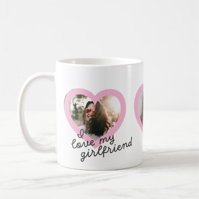 Taza De Café Amo a mi Personalizado novia Pink Valentine Photo (Izquierda)