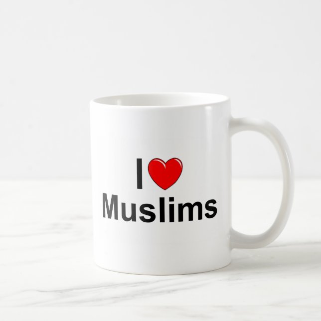 Taza De Café Amo a musulmanes (del corazón) (Derecha)