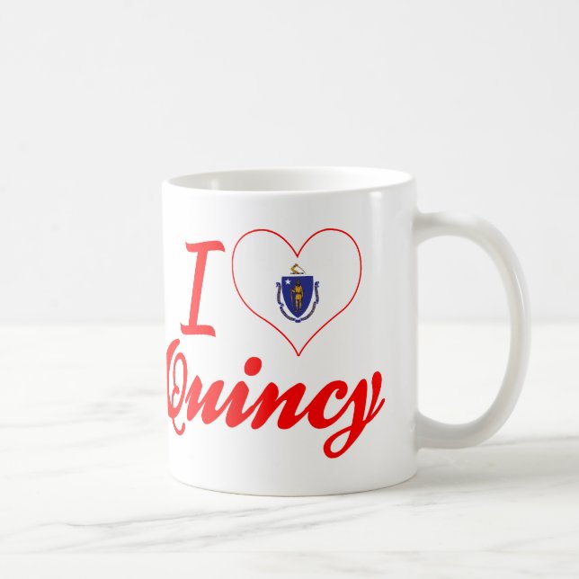 Taza De Café Amo a Quincy, Massachusetts (Derecha)