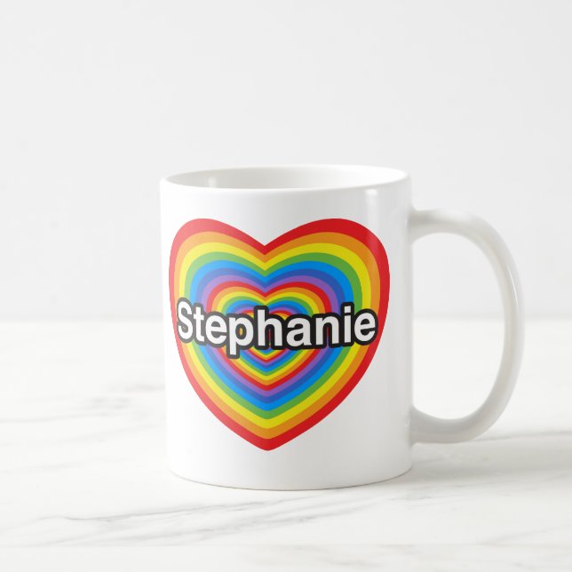 Taza De Café Amo a Stephanie. Te amo Stephanie. Corazón (Derecha)