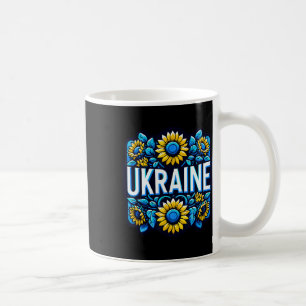 Taza De Café Amo a Ucrania Arte Floral de Girasoles