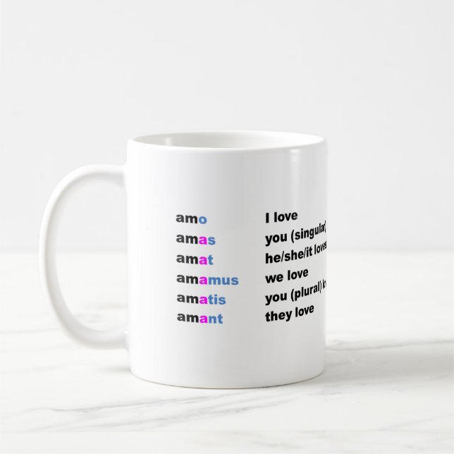Taza De Café Amo, amas, amat… (Izquierda)