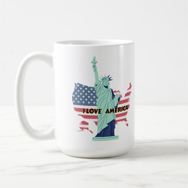 Taza De Café Amo América - Libertad y camiseta con orgullo (Izquierda)