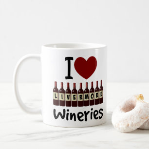 Taza De Café Amo Bodegas Livermore Corazón y Botellas de Vino