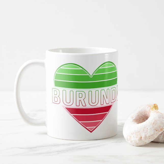 Taza De Café Amo Burundi, corazón burundiano (Con donut)