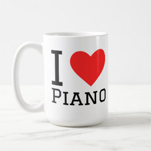 Taza De Café Amo calcomanía cuadrada de piano