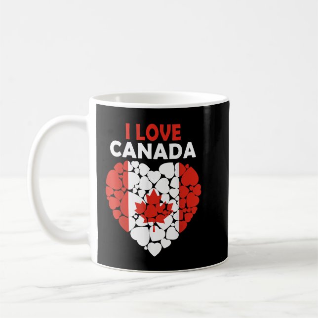 Taza De Café Amo Canadá Orgulloso De Ser Canadá Bandera (Izquierda)