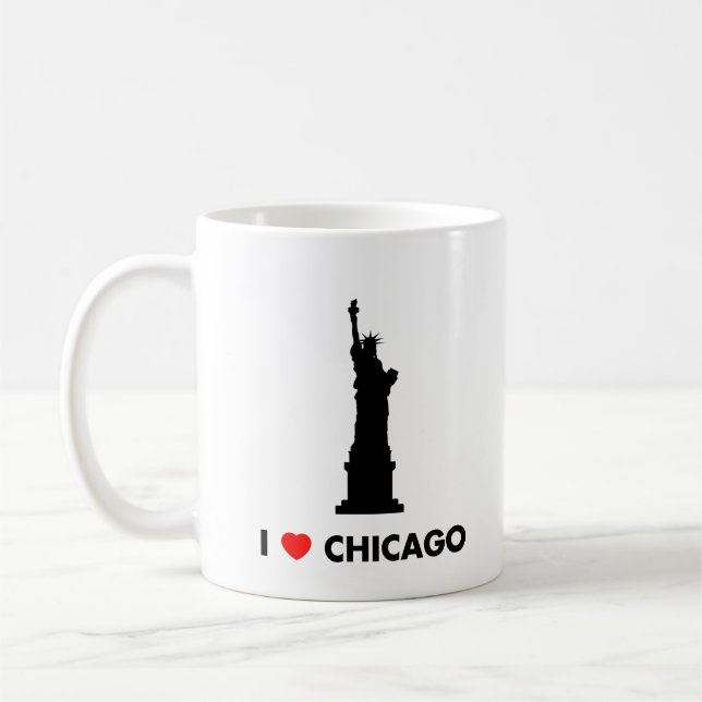 Taza De Café Amo Chicago - estatua de la libertad (Izquierda)