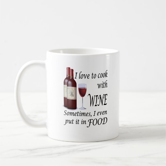 Taza De Café Amo cocinar con el vino - incluso en comida (Izquierda)