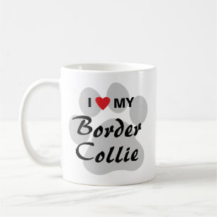 Taza De Café Amo (corazón) mi border collie Pawprint