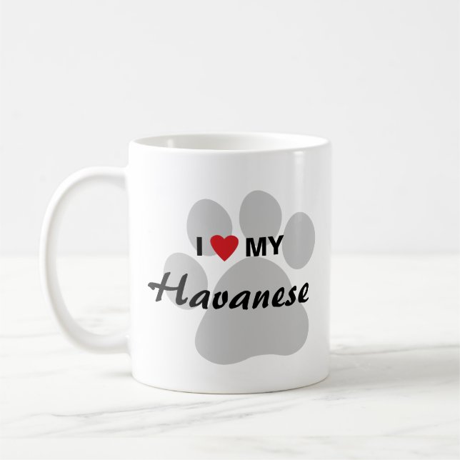 Taza De Café Amo (corazón) mi Havanese Pawprint (Izquierda)