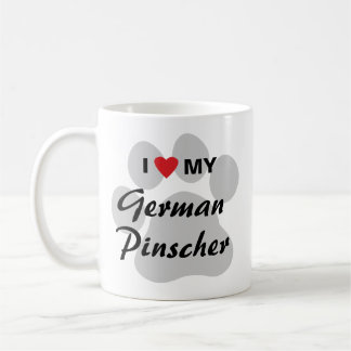 Taza De Café Amo (corazón) mi Pinscher alemán
