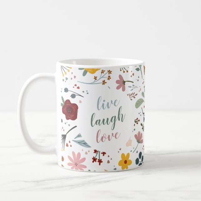 Taza De Café Amo de la flor moderna y ligera en vivo Personaliz (Izquierda)