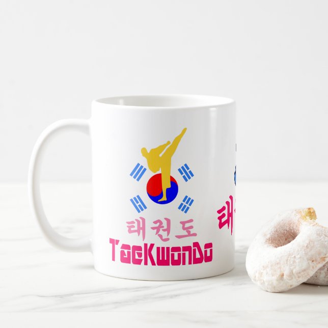 Taza De Café ✔ Amo ☯ el arte marcial coreano Tae-KwonDo Classic (Con donut)
