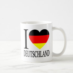 Taza De Café Amo el corazón alemán de la bandera de Deutschla