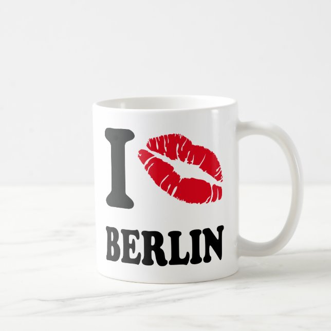 Taza De Café Amo el corazón BERLÍN del beso (Derecha)