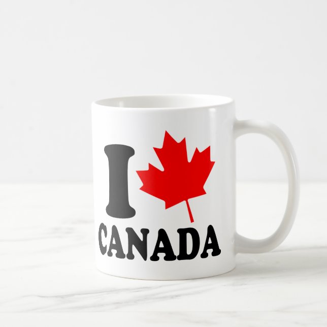 Taza De Café Amo el corazón Canadá (Derecha)