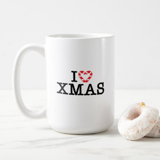 Taza De Café Amo el corazón de bastón de caramelo de Navidad