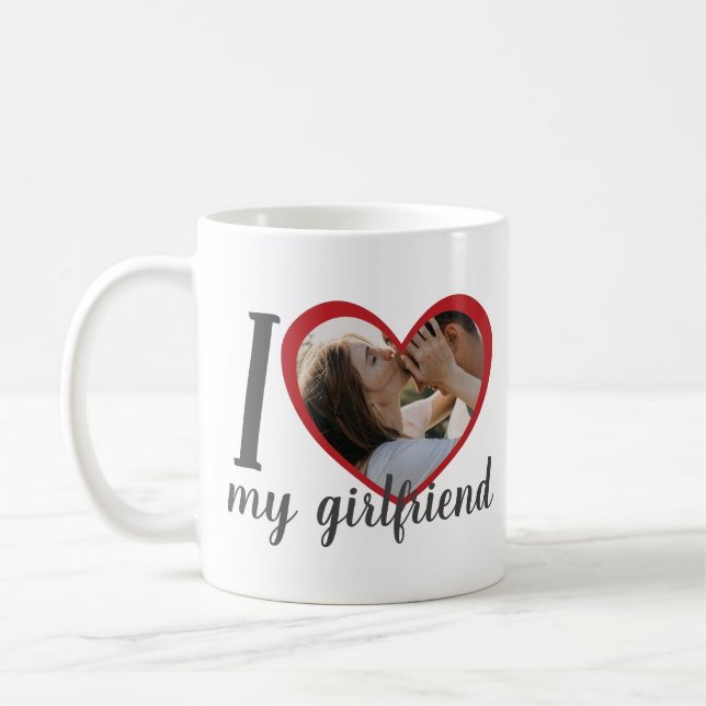 Taza De Café Amo el corazón mi novia personalizado foto (Izquierda)