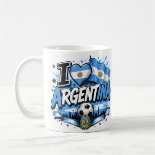 Taza De Café Amo el diseño de fútbol de Argentina Argentin
