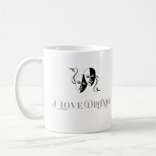 Taza De Café Amo el drama, máscaras de teatro artes escénicas