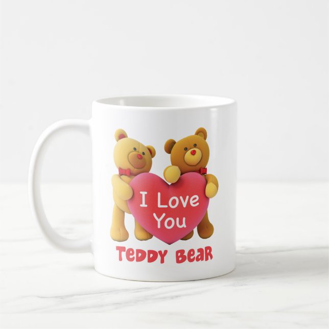 Taza De Café Amo el oso de peluche (Izquierda)