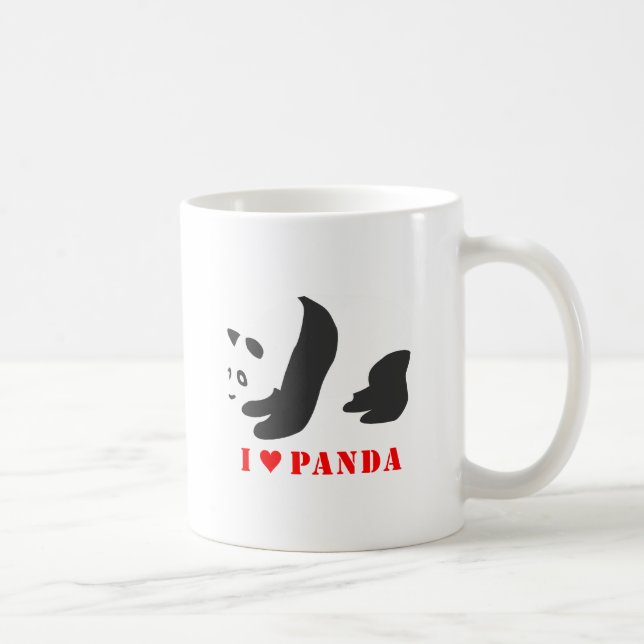 Taza De Café Amo el Panda (negro) (Derecha)