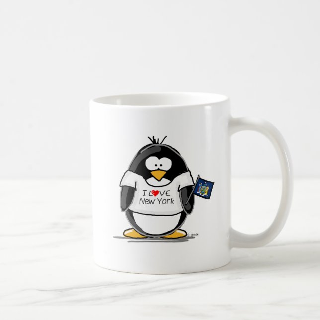 Taza De Café Amo el pingüino de Nueva York (Derecha)