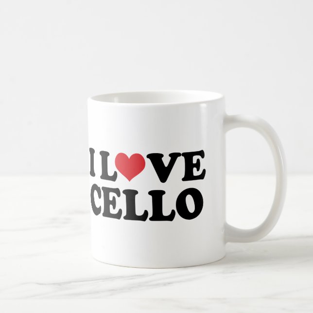 Taza De Café Amo el regalo del violoncelo (el corazón) (Derecha)