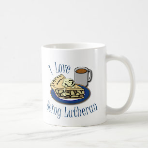 Taza De Café Amo el ser iglesia divertida del Lutheran