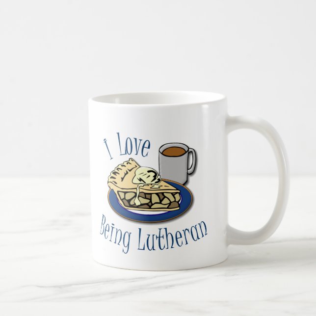 Taza De Café Amo el ser iglesia divertida del Lutheran (Derecha)