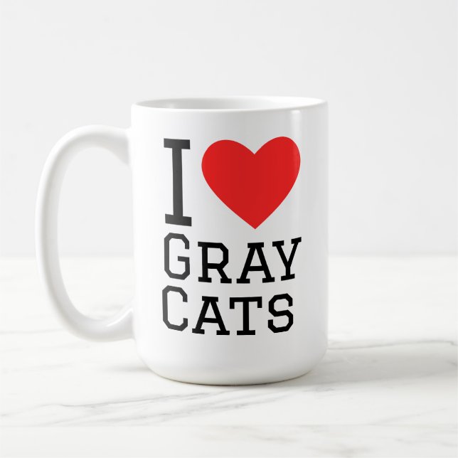 Taza De Café Amo gatos grises (Izquierda)
