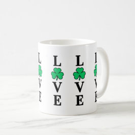 Taza De Café Amo Irlanda Shamrock Clover Leaf Simple Elegante
