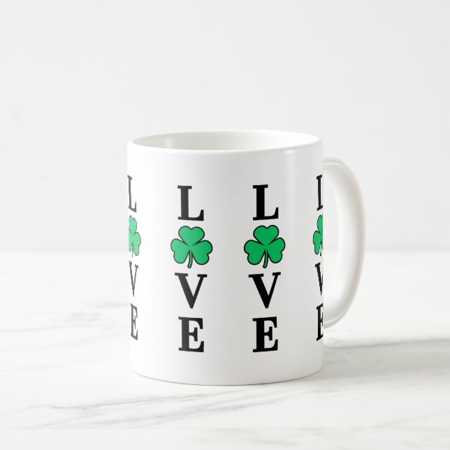 Taza De Café Amo Irlanda Shamrock Clover Leaf Simple Elegante (Anverso derecho)