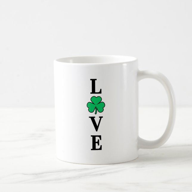Taza De Café Amo Irlanda Shamrock Clover Leaf Simple Elegante (Derecha)