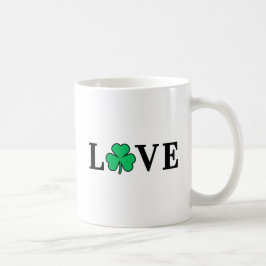 Taza De Café Amo Irlanda Shamrock Clover Leaf Simple Elegante
