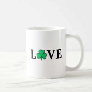 Taza De Café Amo Irlanda Shamrock Clover Leaf Simple Elegante
