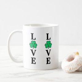 Taza De Café Amo Irlanda Shamrock Clover Leaf Simple Elegante