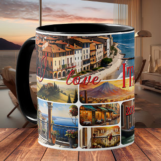Taza De Café Amo Italia Collage de Fotos de Viaje