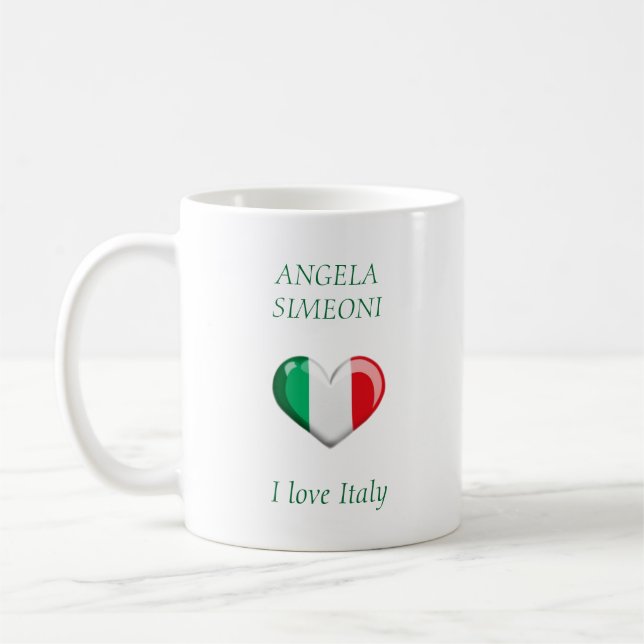 Taza De Café Amo Italia | Tu nombre (Izquierda)