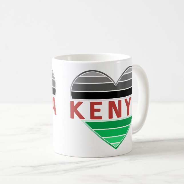 Taza De Café Amo Kenia, corazón keniano (Anverso derecho)